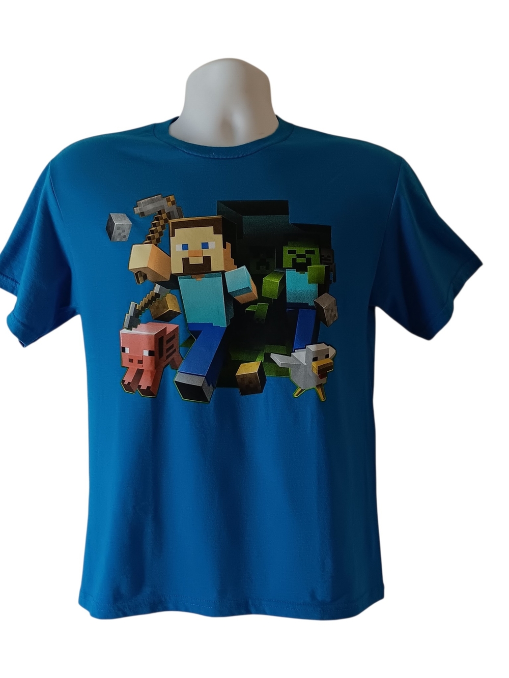 Mojang Kids Large Minecraft T-Shirt Blue Graphic Tee 2X(18)
